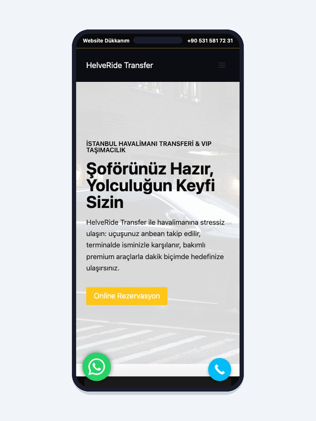 Transfer ve VIP taşıma web sitesi şablonu önizlemesi