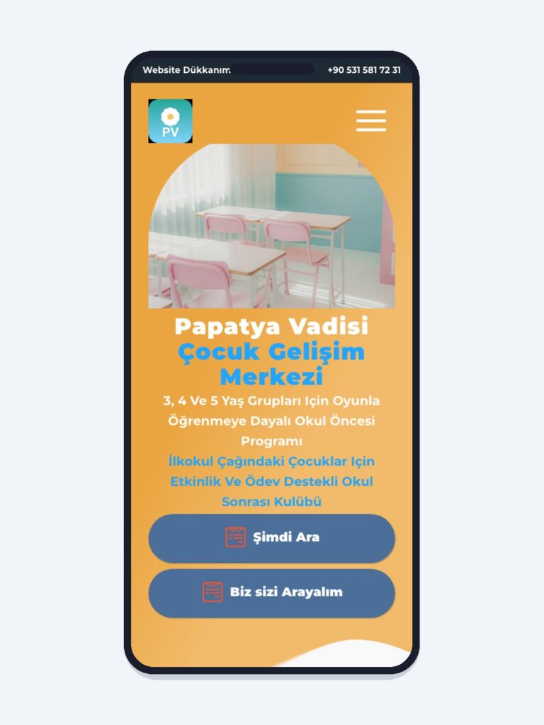 Anaokulu site tasarımı önizlemesi