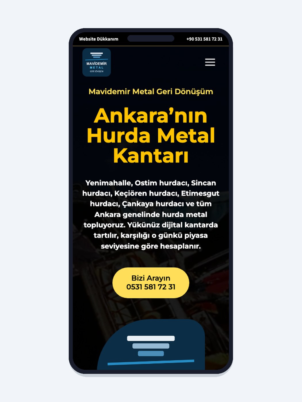 Hurda Metal Alımı hazır web sitesi tasarımı önizlemesi
