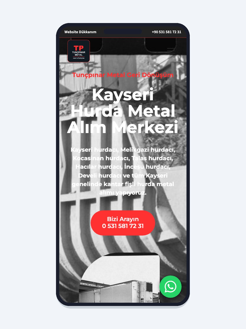 Geri Dönüşüm Tesisi hazır web sitesi tasarımı önizlemesi