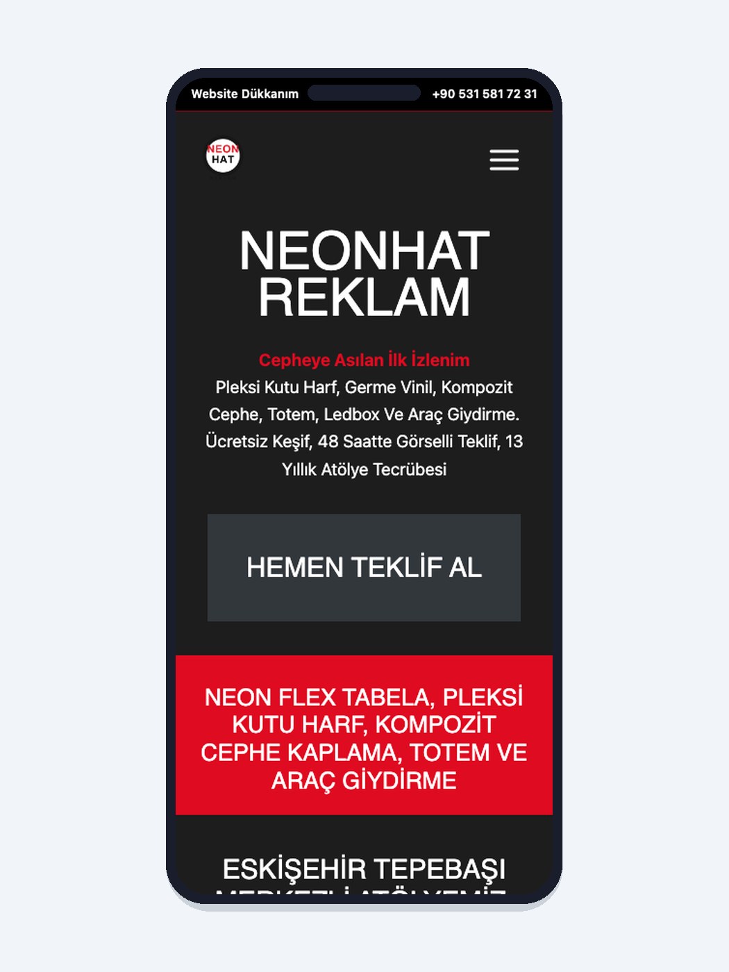 Reklam & Tabela hazır web sitesi tasarımı önizlemesi